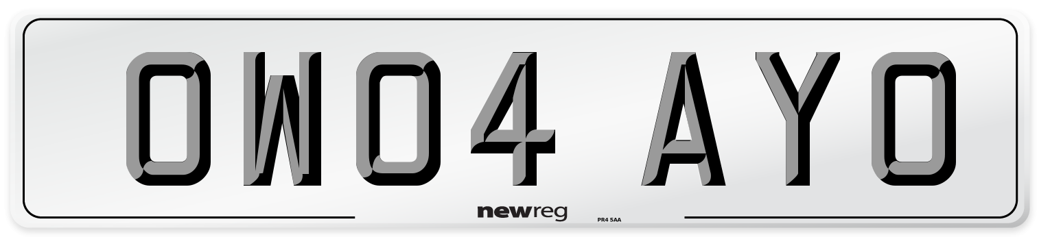 OW04 AYO Number Plate from New Reg